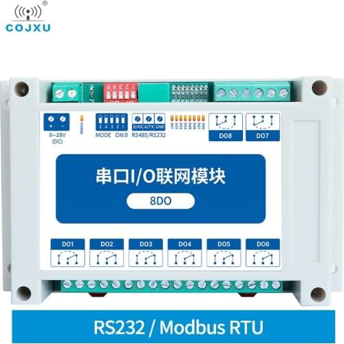 MA02-XXCX0080 8DO Modbus RTU Industrial Grade Serial Port I/O Networking Module RS232 Interface 8 Digital Outputs