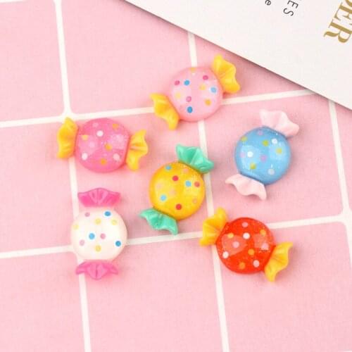 Mini Order 20pcs 14*23mm Transparent Colors Flatback Kawaii Candy Shape Resin Cabochons Craft Embellishments Scrapbooking DIY