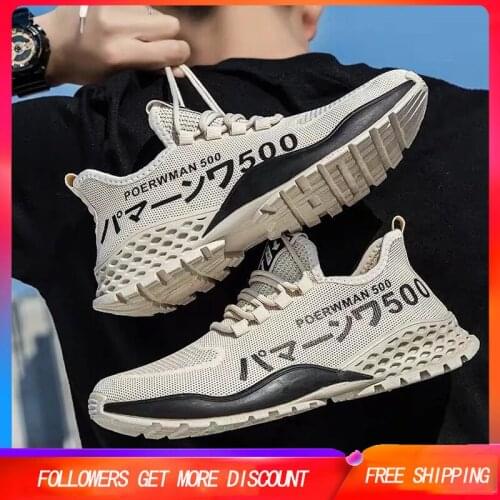 Men Shoes Fashion Letter Breathable Mesh Rubber Sole Lace Up Flat Casual Shoes Travel Soft Walking Shoes Footwear Zapatos Hombre