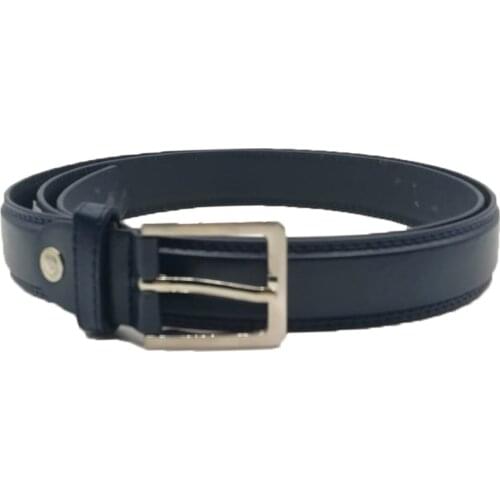 Men Belt Leather Blue Elegant Handmade Cinta Narrow 2.5cm Steel Buckle