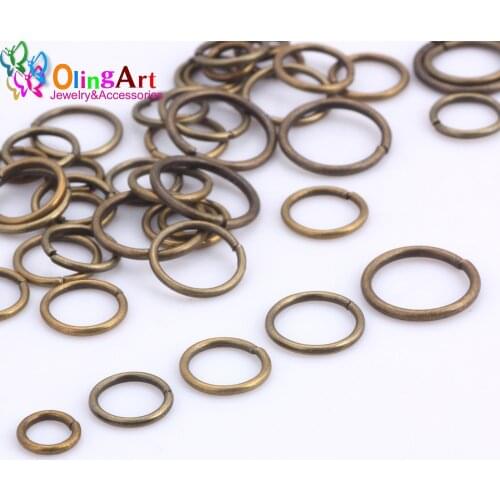 OlingArt Plating Bronze Jump Ring 6mm/8mm/9mm/10mm/12mm link loop Mixed size DIY Jewelry making Connector Wire diameter 1.0MM