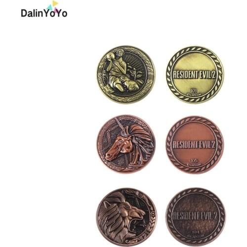 Game Residents Evils Commemorative Coins Keychain RPD Raccoon City Police Station Logo Key Pendant Cosplay Costume Accessories
