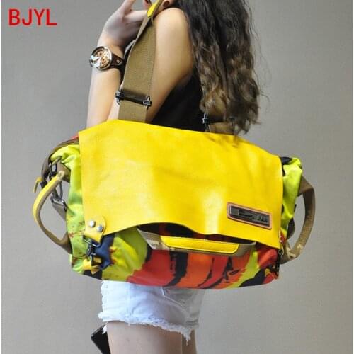 2021 New casual original leather women handbag genuine leather canvas female portable shoulder bag large capacity fashion bags