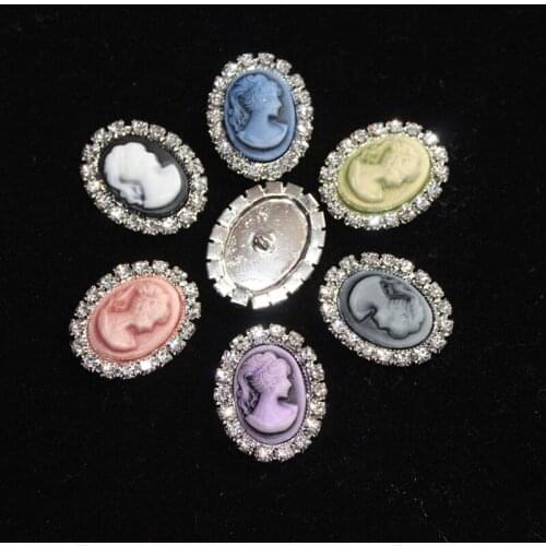 10pcs/lot 6colors 25*20mm metal rhinestone button oval shape wedding hair bow garment Flower Center DIY accessories Handcraft