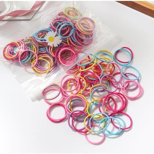 100Pcs/Set Girls Hair Bands Girls Hair Accessories Candy Color Elastic Rubber Band Hair band Children Ponytail Holder Bands