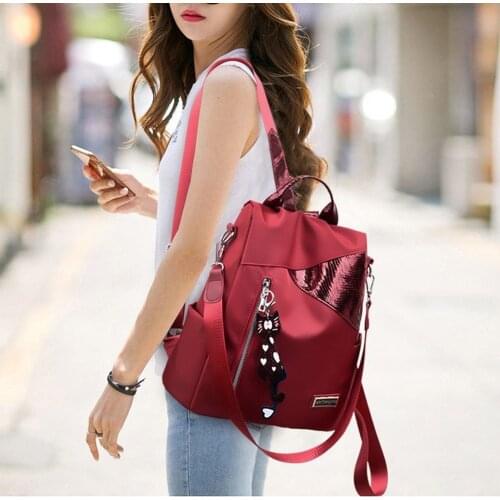 Simple style ladies backpack anti-theft Oxford cloth tarpaulin stitching sequins juvenile college bag purse Bagpack Mochila