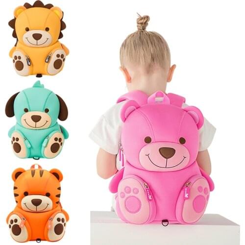 3D Cartoon Pink Bear School Bags for Girls Boys Cute Dog Design School Backpack Toddler Book Bag Kindergarten Kids Bag Mochila