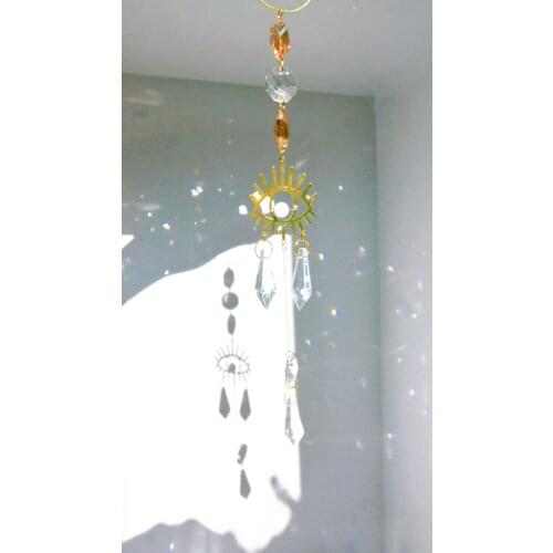 Pretty Eye Sun Catcher for Window Aura Crystal Hanging Prism Celestial Rainbow Maker Witches Decoration Chakra Decor Boho Deco