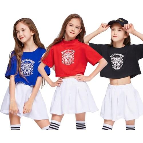 4-14 Years Girls Boys Crop Tops Or Skirt Or Shorts Hip Hop Dance Clothes Cheerleader Sportswear