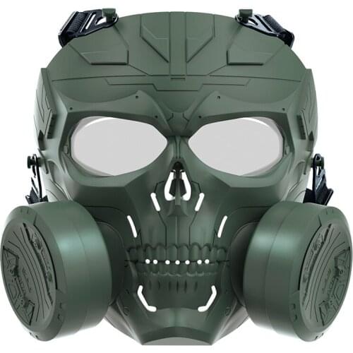 Outdoor Airsoft Mask Tactical Protective Skull Full Face Mask Dummy Game Mask with Fans Strap for Airsoft Paintball Cosplay