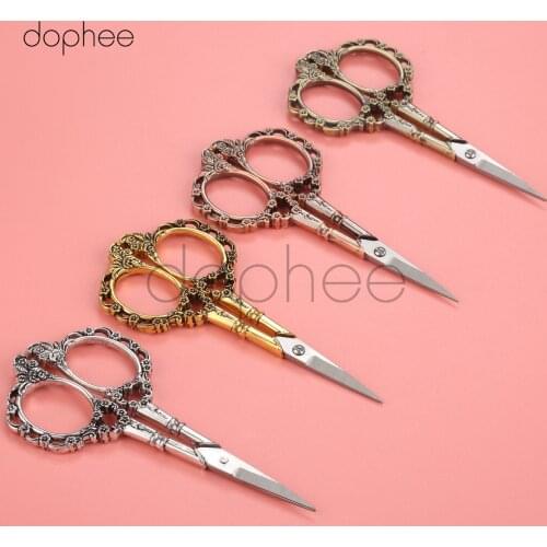 Dophee 1pcs Vintage Scissors Stainless Steel Tailors Scissors Thread Trimmer Embroidery Sewing Tools Retro Craft Shears