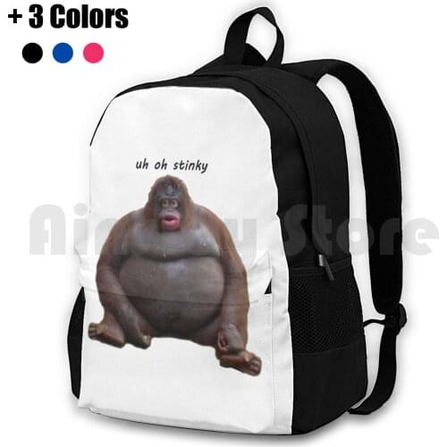 Le Monke Stinky Outdoor Hiking Backpack Waterproof Camping Travel Le Monke Funny Poop Uh Oh Stinky Stinky Monkey Monke Haha