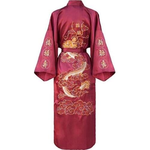 Embroidery Dragon Robes Traditional Male Sleepwear Loose Nightwear Kimono Bathrobe Gown Homewear Nightgown Big Size 3xl Classic