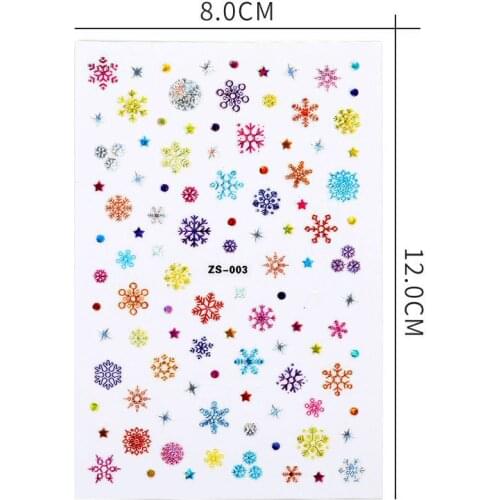 1Pc Christmas Nail Art Decals 3D Nail Santa Claus Reindeer Snowflakes Snowmen Self-Adhesive Stickers Christmas Bells Decals Tips