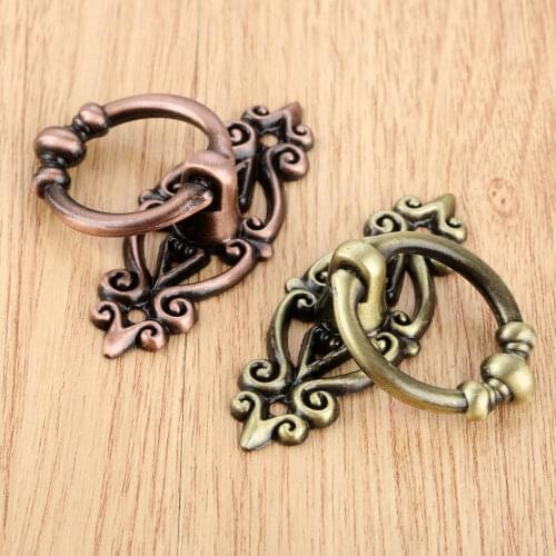 1pc 65*46mm Handle Drawer Door Knobs Jewelry Box Bronze Cabinet Pulls Cupboard Wood Antique Bronze, Red Copper