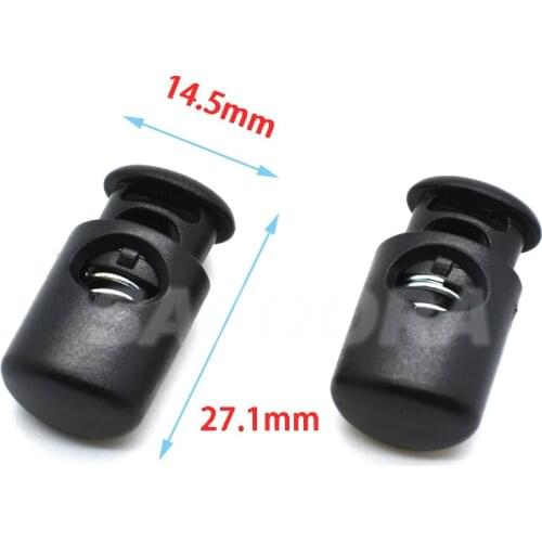 10pcs/pack Cord Lock Stopper Plastic Barrel Spring Toggle Cord Buckle Belt Accessories Black 28mm*14.5mm*11mm For Bags/Garments