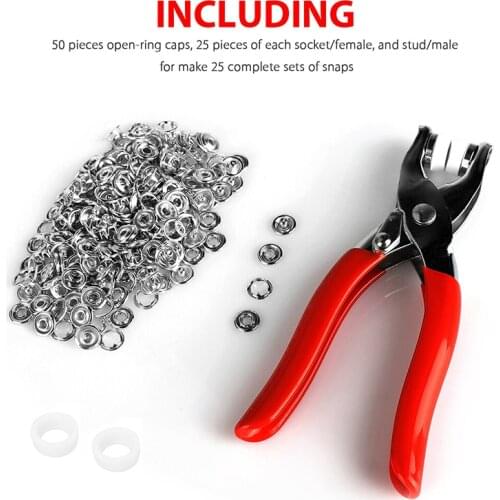 100pcs Popper Button Grommets Fasteners Prong Snaps Ring Press Studs Buckle Hand Pressure Plier Tools For DIY Sewing Tools