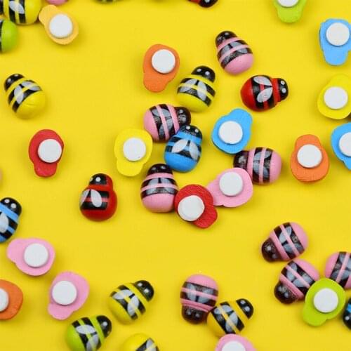 100Pcs/set Colorful Wooden Ladybug Ladybird Adhesive Stickers DIY Wood Craft Wedding Home Party Holiday Decoration