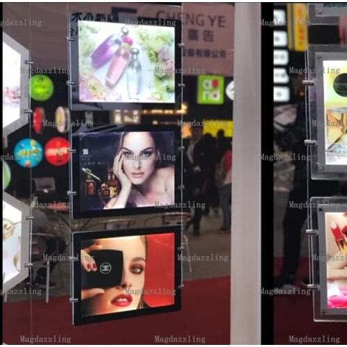 12PCS Black Border A3 Acrylic Frameless LED Illuminated Light Pocket Window Hanging Poster System Kits for Real Estate Agent