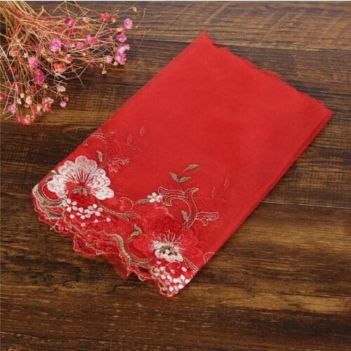 14Yards Red Pink Floral Lace Trim Tulle Applique Clothes Accesory Decor Sewing Craft