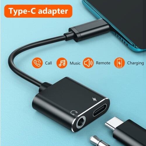Type C to 3.5mm Charge Audio Adapter 2 In 1 USB C Splitter Headphone AUX Audio Cable for Xiaomi 6 8 Mix 2s Huawei Mate10 P20 pro