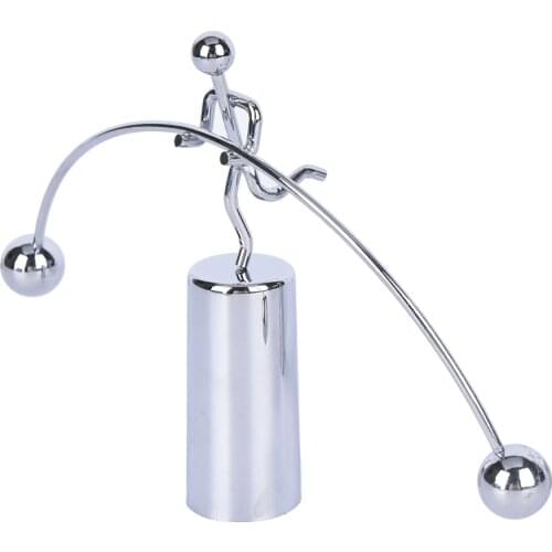 2017 Novelty Funny Desktop Small Ornaments Man Balance Ball Swing Lifting Small Iron Home Decor Furnishing Articles Metal Crafts