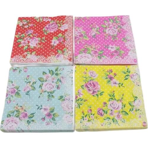 33*33cm 20pcs/lot Red Rose Flower Grass Color Printed Paper Tissue Paper Wedding Birthday Party Decoration DIY Paper