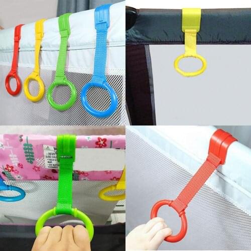 4Pcs Crib Pull Ring Ergonomic Design Comfortable Grip Plastic Walking Assisted Baby Cot Rings Assistant Tool