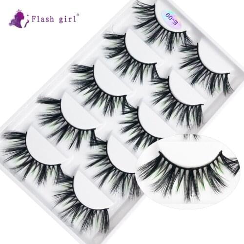 Flash girl E09 5pairs colorful mink eyelashes 16 styles long and luxury eyelashes