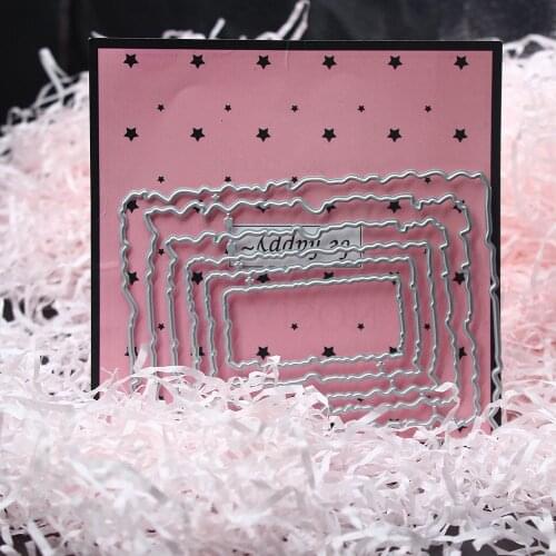 6pcs/Set Vintage Torn Rectangle Frame Metal Cutting Dies for DIY Scrapbooking Photo Album Embossing Paper Cards Decorative Craft