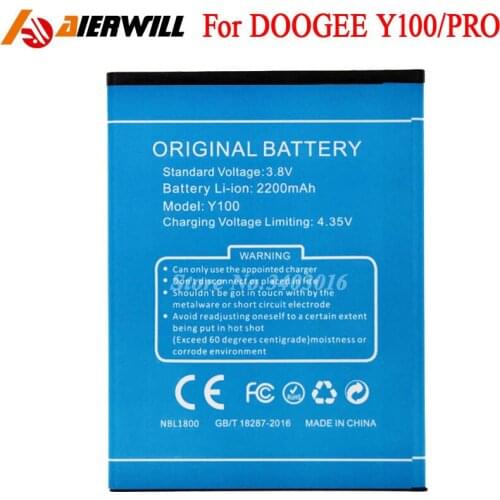 For DOOGEE Valencia 2 Y100 Battery for DOOGEE Y100 Pro Batterie Bateria AKKU Accumulator 2200mAh