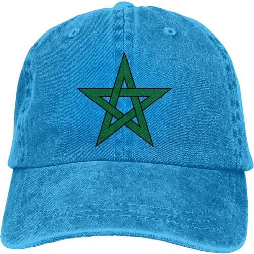 Baseball Hats For Mens Womens Star Of Morocco Flag Denim Casquette Trucker Hats