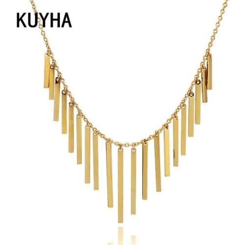Gold Tassel Statement Necklace for Women/Men Minimalist Pendant Chain Choker Jewelry Collier Femme