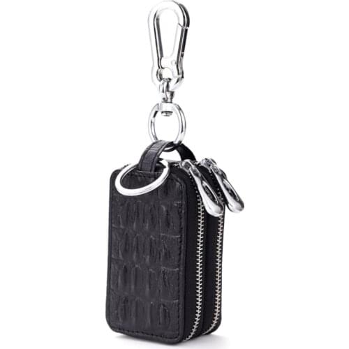 Genuine Leather Car Key Men Women Wallets Zipper Keys Case Bag Men Card Money Holder Business Housekeeper Keychain Cover