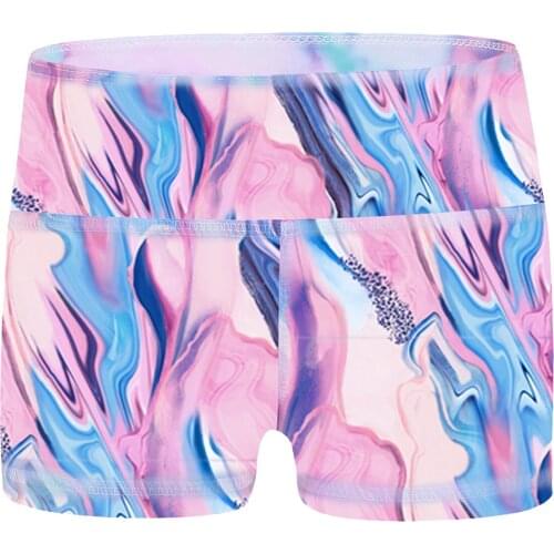 Kids Girls Tie Dye Shorts Children Boy-cut High Waist Dance Shorts Bottoms Activewear for Yoga Gym Sports Gymnastic Workout