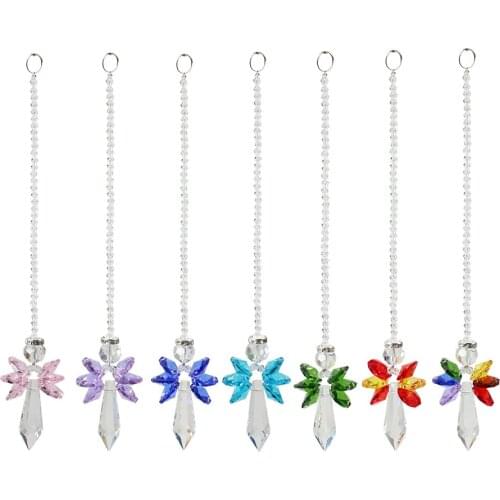 Angel Crystal Prisms Hanging Rainbow Chaser Lighting Accessories for Window Curtains Pendant Home Garden Car Lamp Decor Gifts