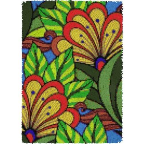 Latch Hook Kits Flower DIY Carpet Rug Plush Wall Tapestry Kits Crochet Floor Mat Thick Yarn Cushion Arts & Crafts 87*61cm