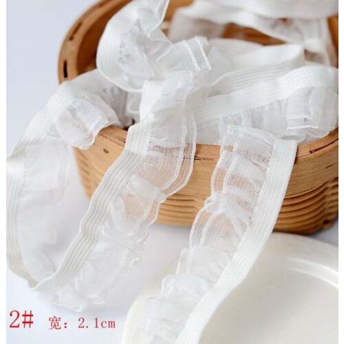 20Meters Ruffle Edges Dress White Black Embroidery Ribbon Lace Fabric Applique For Sewing Guipure Supplies