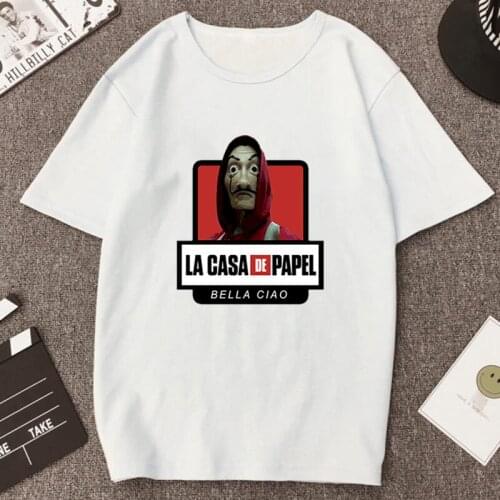 La Casa De Papel Mens T Shirts Funny House of Paper T-Shirt Money Heist TV Printing Tops Male Casual Oversized Streetwear Tee
