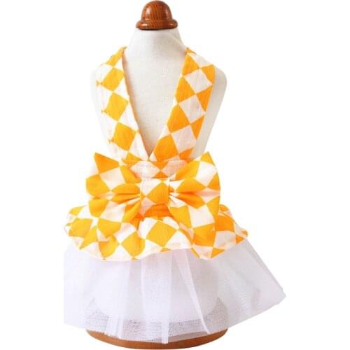 Summer Yellow Pink Dog Dresses Puppy Clothes Girl Yorkie Dog Wedding Dress Poodle Dresses Chihuahua Clothes Flanul Dog Clothes