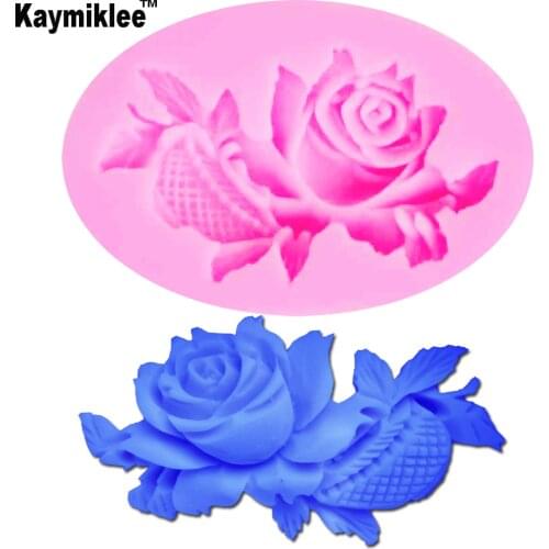 M752 Hot 3D Rose Flower leaf Cake Silicone Mold Fondant Cake Decorating Chocolate Candy Molds Decoration Mold random color