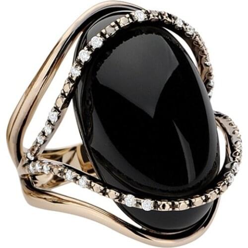 Milangirl Women Natural Black Gem Finger Ring for Travel Ring Sport Ring Party Ring Jewelry