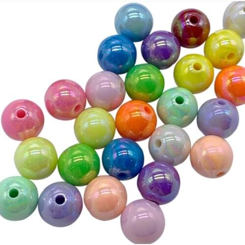 Fashion Acrylic Loose Multi Color DIY Handmade Accessories Beads 12MM Colorful AB Plastic Beads 50 pieces y15749