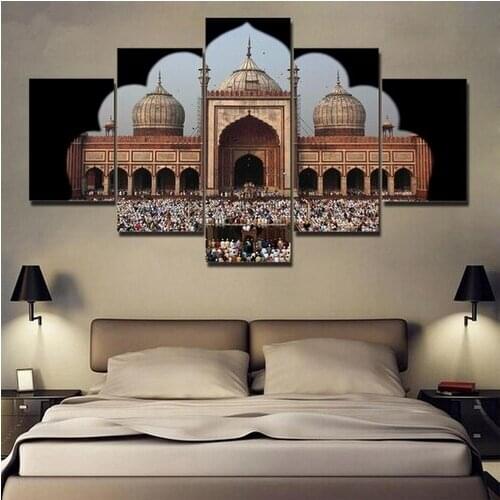 Modular Canvas Pictures For Living Room Home Decor Wall Art 5 Pieces Jama Masjid Paintings HD Prints Landscape Posters Framework