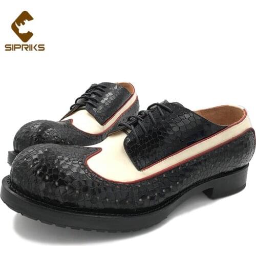 Sipriks Mens Goodyear Welted Shoes Black White Formal Gents Suit Dress Shoes Wingtip Footwear Casual Leather Shoes Big Size 45