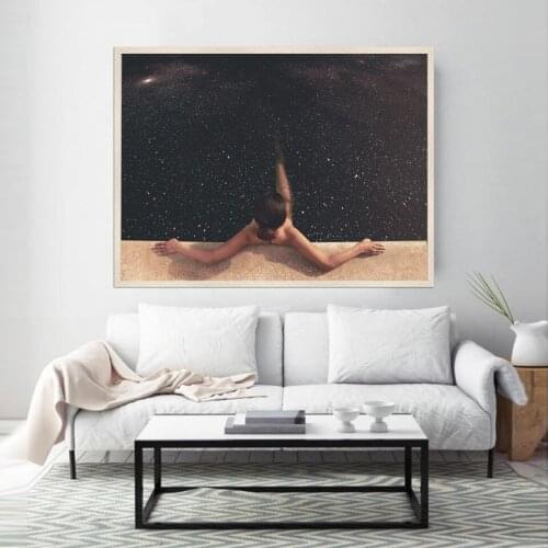 Aesthetic Dream Starry Sky Girl Poster and Prints Holy Night Canvas Paintings Wall Art Pictures For Living Room Modern Cuadros