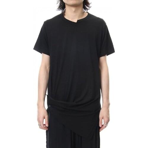 New Men clothing Hair Stylist DJ Fashion Original Asymmetric irregularity Splicing T-shirt PLUS SIZE singer costumes