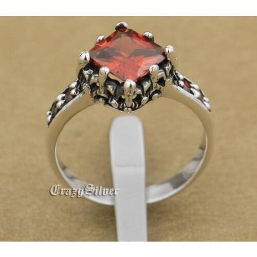 925 Sterling Silver Red CZ Stone Wedding Ring Fashion Jewelry 9Q026 US Size 6
