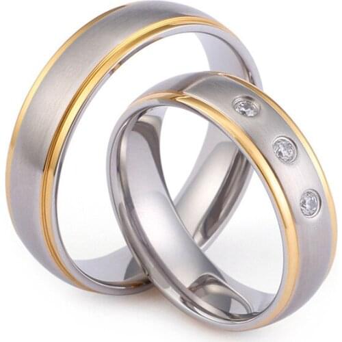 Couple wedding rings for men and women lovers alliance stainless steel jewelry sterling silver ring 14k gold plated