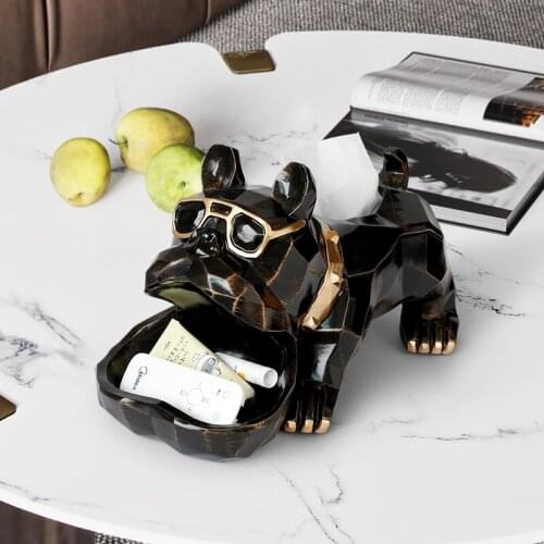 Resin Art Big Mouth Dog Multi-functional Storage Tissue Box Decoratron Living Room Bedroom Desktop Decor Tissue Boxes